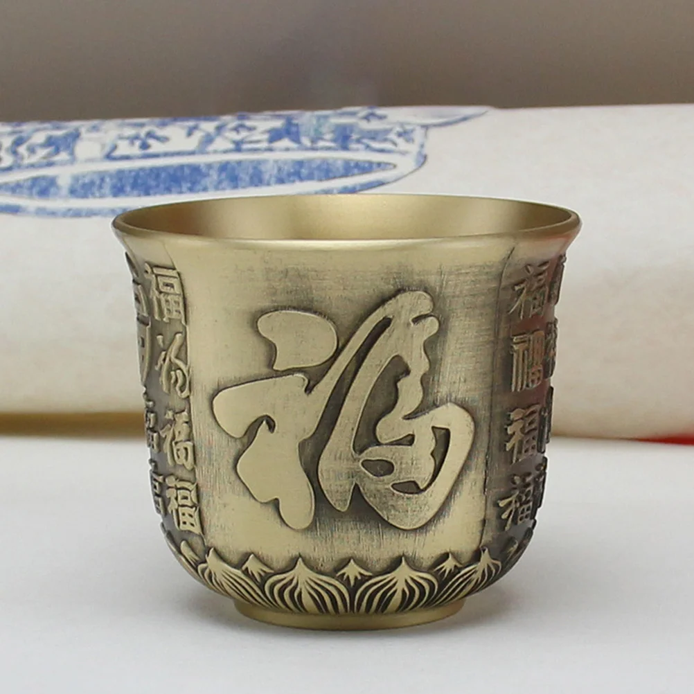 

Copper Offering Cup Decorative Teacup Small Retro Desk Accessory Premium Material Bright Office Bar Restaurant