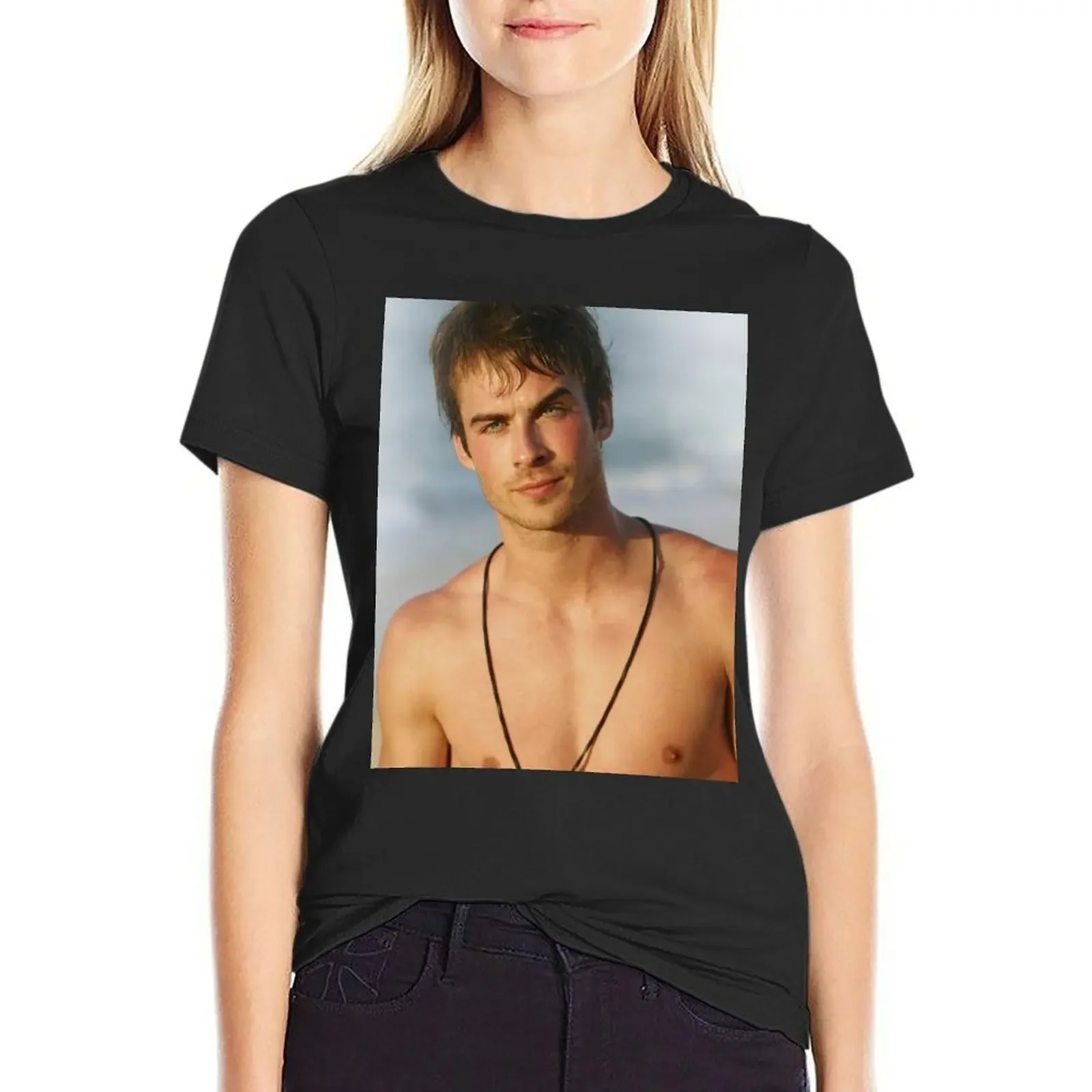 Ian Somerhalder Damon Salvatore . T-Shirt tees cute clothes aesthetic clothes Women's cotton t-shirt