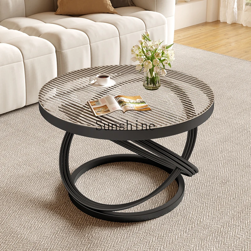 Cream wind small coffee table tempered glass simple household, glass surface Italian minimalist creativity