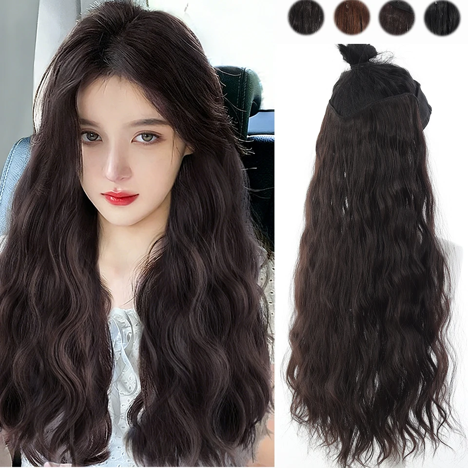 Synthetic Hair Fake Hair Extensions Clip Hairpiece U-Shaped Wig Natural Wavy For Women Daily Party Halloween And Christmas gift