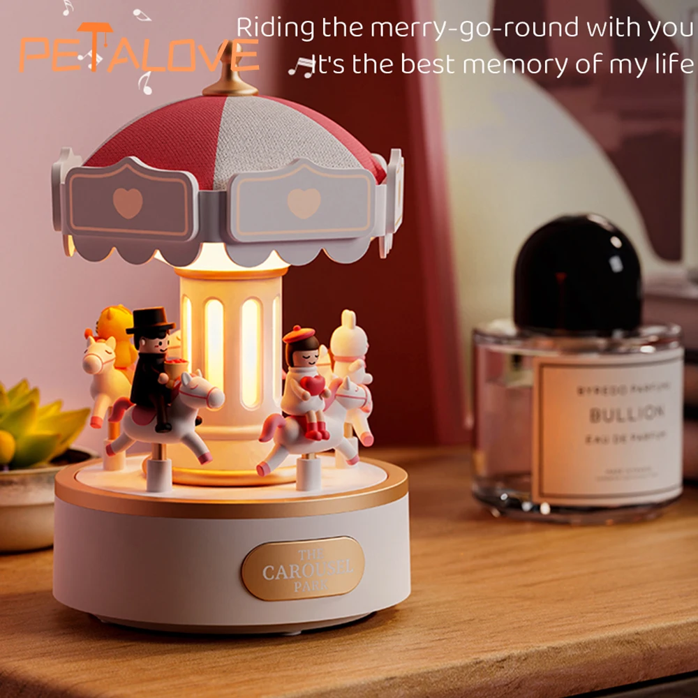 Cute Night Light Colorful Music Box Trojan Horse Light Children Charging Romantic Cartoon Christmas Birthday Gift For Kids Girls