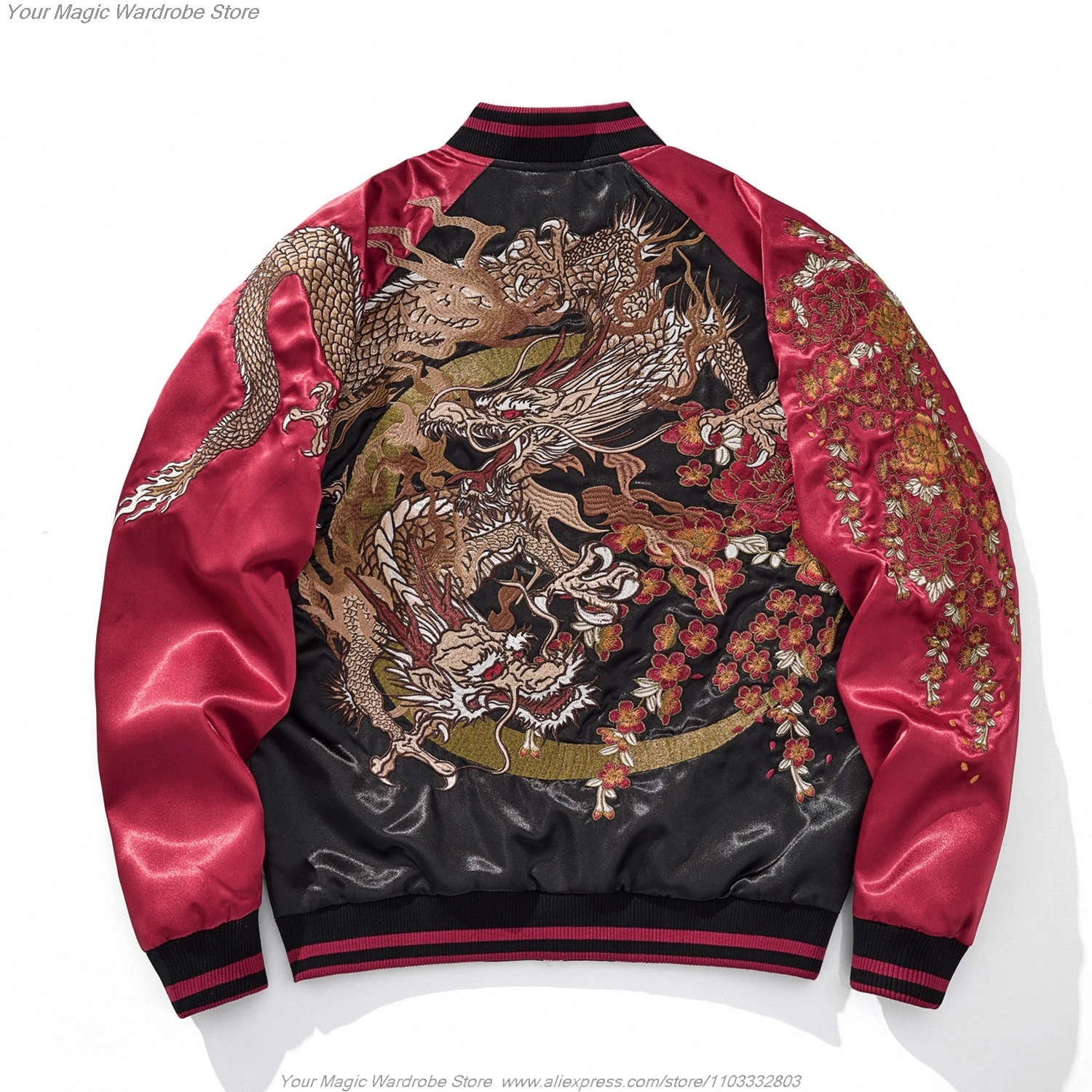 Asian Japanese Sukajan Style Embroidered Souvenir Jacket Outerwear Coat National Fashion Yokosuka Heavy Industry for Couples
