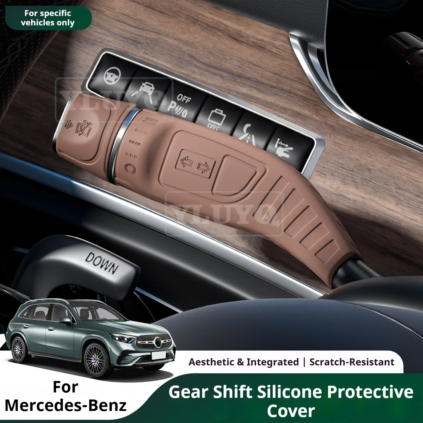 For Mercedes-Benz C-Class GLC C260 C200 Silicone Gear Shift Cover, Wiper Arm Cover, Fully Wrapped Gear Lever Protective Sleeve