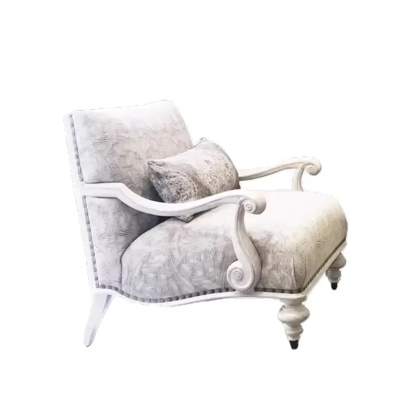 

American leisure sofa chair architectural revival solid wood original fabric single leisure sofa revival boss tiger chair
