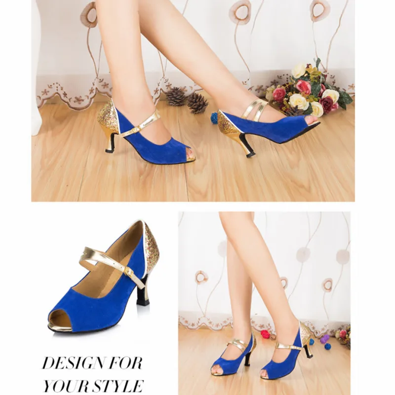 Sexy Women Party Modern Dance Shoes Soft Bottom Latin Dance Shoes Woman Salsa Dance Shoes Peep Toe High Heels