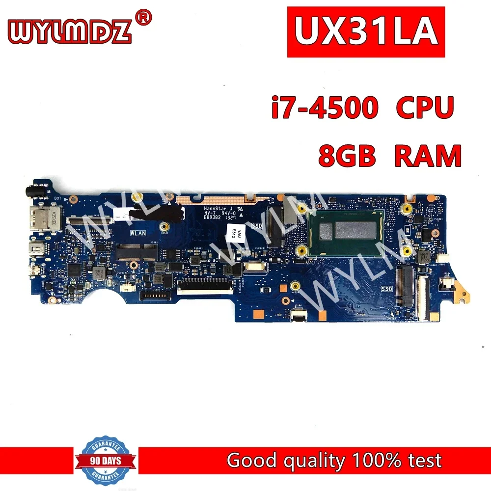 UX31LA With i7-4500U CPU 8GB-RAM Mainboard For ASUS UX31 UX31L UX31LA UX31LAA BX31LA Laptop Motherboard 100% Tested OK