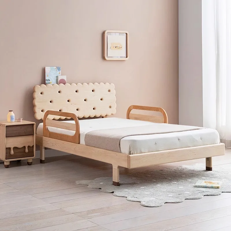 

Square biscuit cherry children's bed original hard maple can be installed guardrail solid wood furniture boys and girls