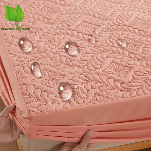 방수 장착 시트 통기성 항균 매트리스 보호대 커버, 탄성 밴드 기계, 세탁 가능 퀼트 90 cm, 120cm 