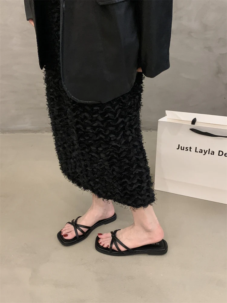 Sandali piatti da donna di grandi dimensioni, comode pantofole da spiaggia slip-on larghe, antiscivolo, per donne incinte e da indossare ogni giorno