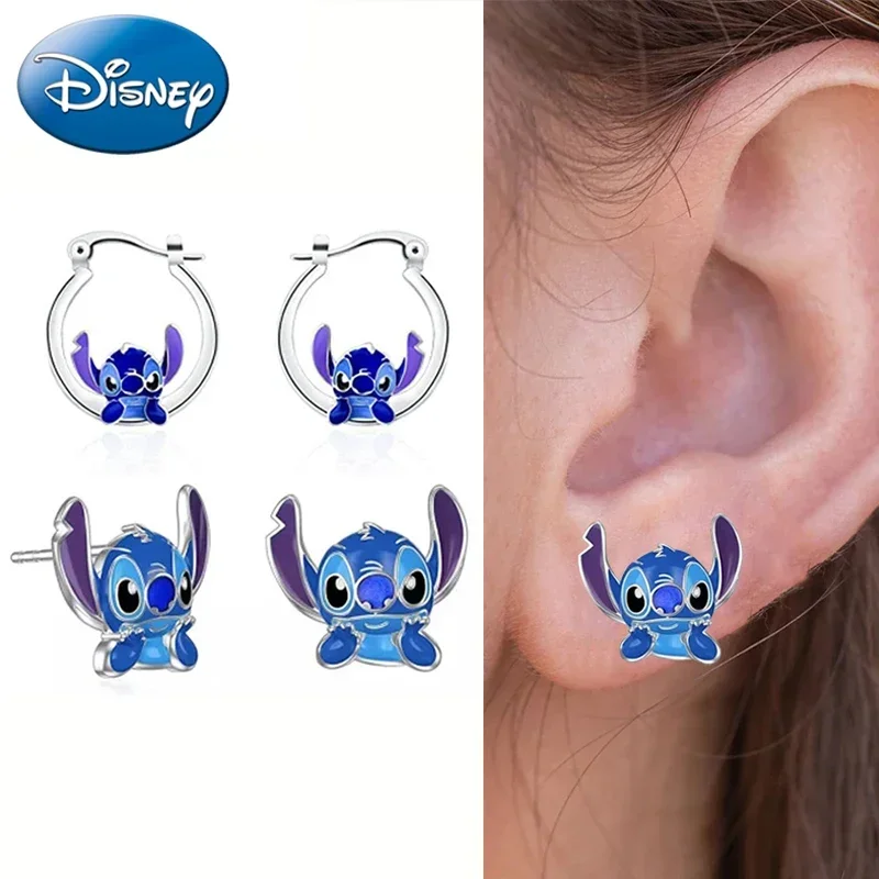 

Disney Cartoon Lilo & Stitch Ear Pendants Kawaii Stitch Metal Earring Delicate Female Jewelry Accessories Girls Christmas Gifts