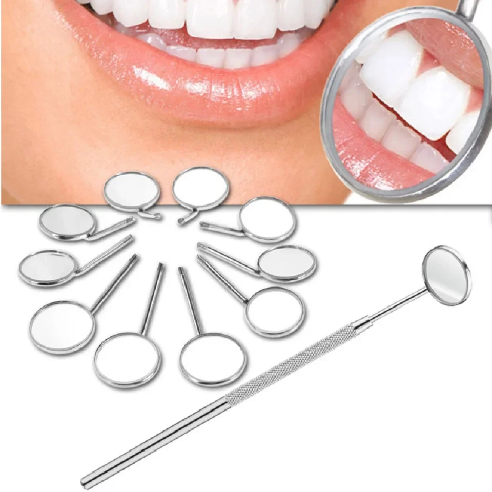 12pcs/box #4 #5 Dental Mouth Mirror Head Anti Fog Front Surface Odontoscope Dentist Mirror Stainless Steel Oral Care Teeth Exam