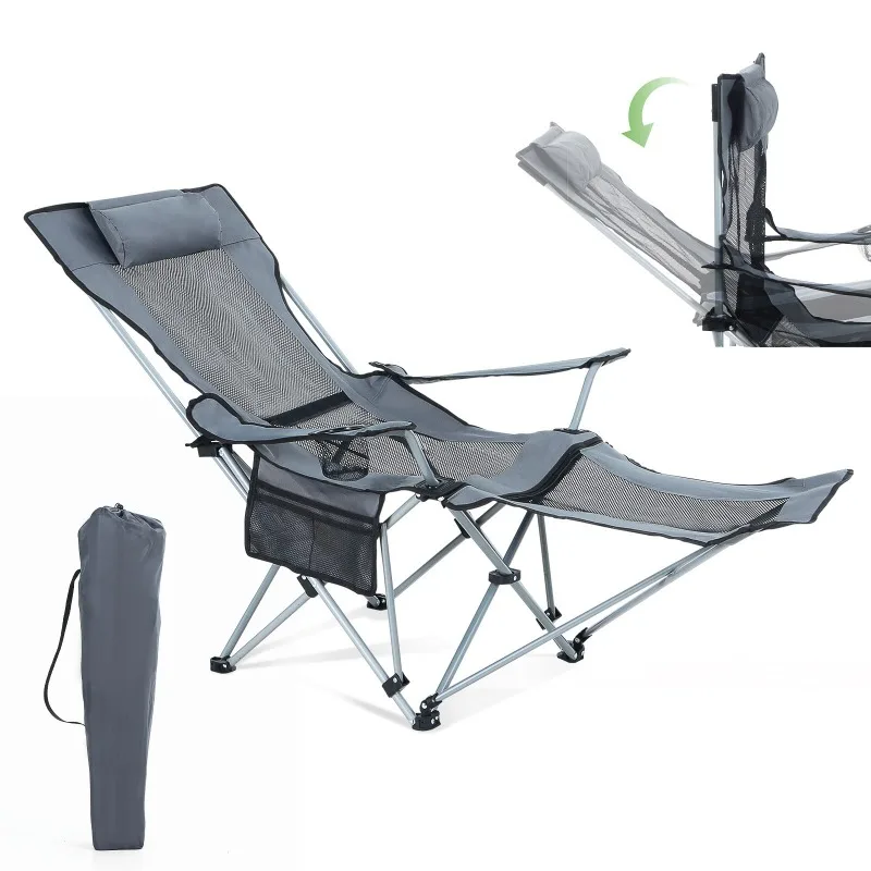 Beach Chairs Camping Chair with Footrest, Outdoor Folding Camping Chair, Lawn Chair