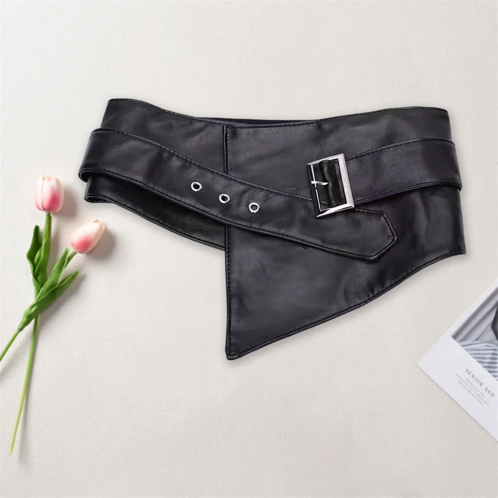 

Стильный женский широкий пояс с регулируемой серебряной пряжкой для повседневной и праздничной одежды, модный аксессуар