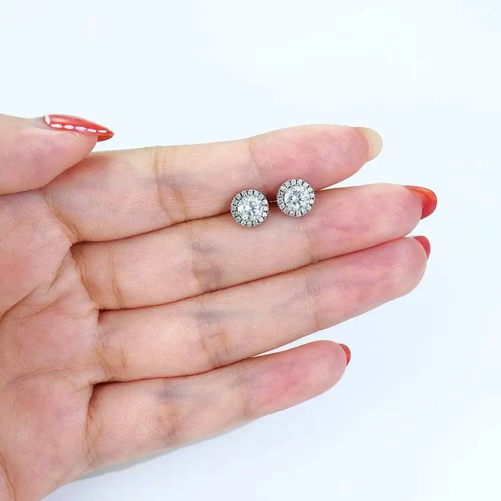 Hot Selling Gra Certified Popular Minimalist 925 Sterling Silver Women Fine Jewelry Diamond Mossanite Moissanite Stud Earrings