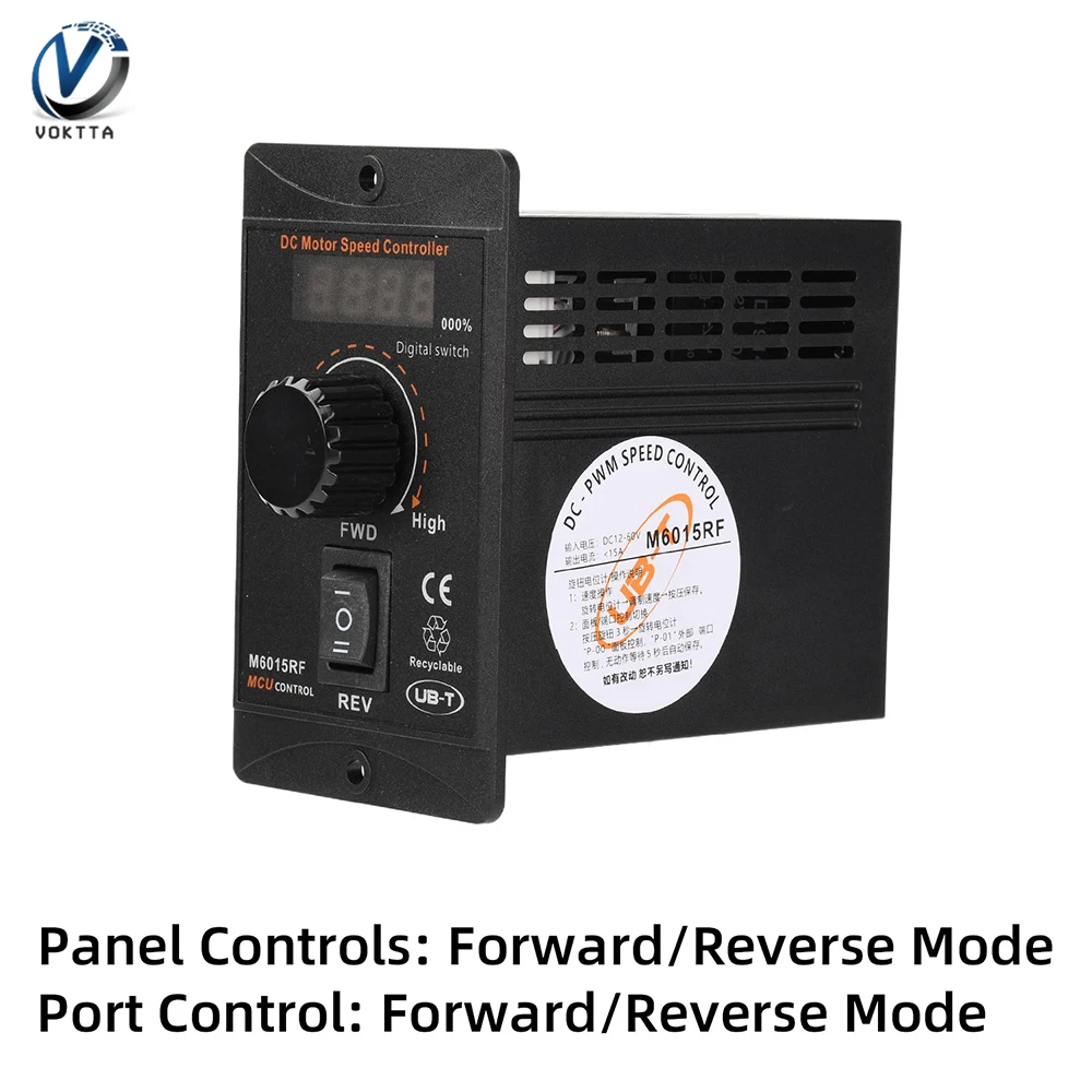 

Цифровой контроллер скорости двигателя с дисплеем, 12–60В, 15А, ШИМ-управление, регулятор скорости вперед/назад, электронный переключатель управления