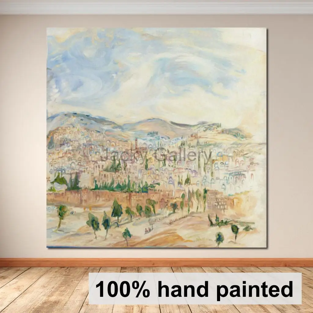Modern Colorful Old Jerusalem Oil Painting Hand Painted Jewish Landscape Canvas Art For Judaica Living Room HomeDecor