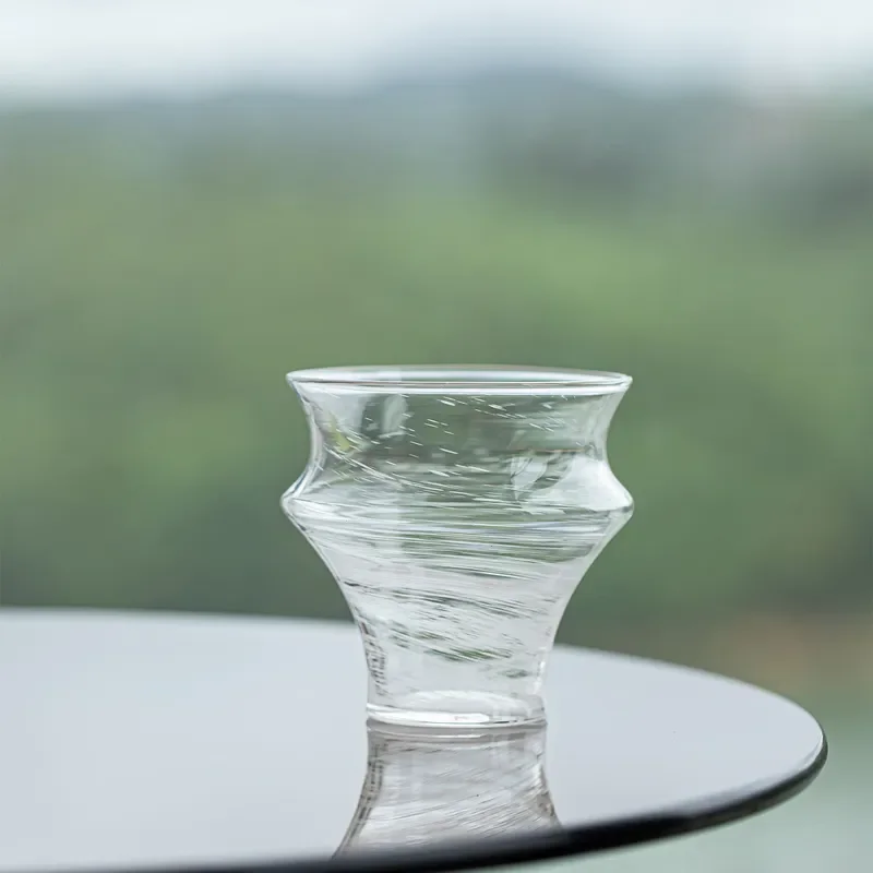 Japanese Style Handmade Glass Coffee Cup with Tie Waist Design for Hand Brewed Tea Fragrant Aroma Drinking Vessel Gift Box