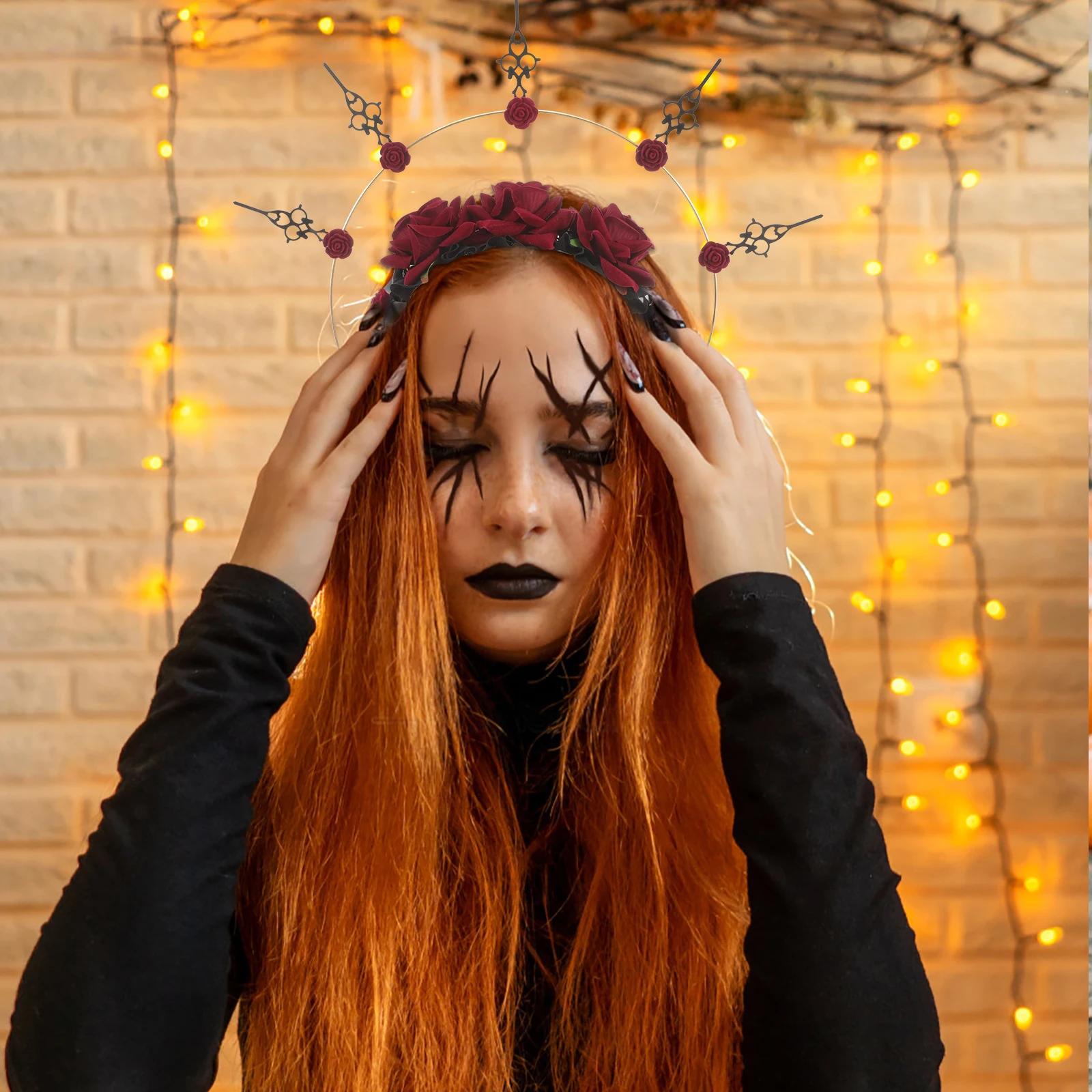 

Готические аксессуары для волос, элегантный головной убор с короной, женский головной убор на Хэллоуин, панк-роза, реквизит для фото, стильная легкая корона Fiesta