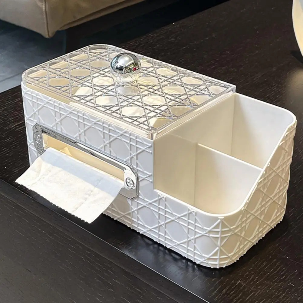 Tissue Holder Transparent Tissue Box Holder with Storage Compartment Lid for Anti-oxidation Moisture-proof Napkin Storage