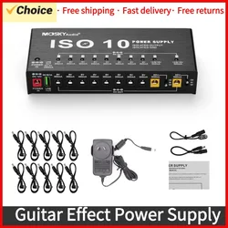 MOSKYAudio ISO-10 Portable Guitar Effect Power Supply Station 10 Isolated DC Outputs & 5V Output for 9V 12V 18V Guitar Effects