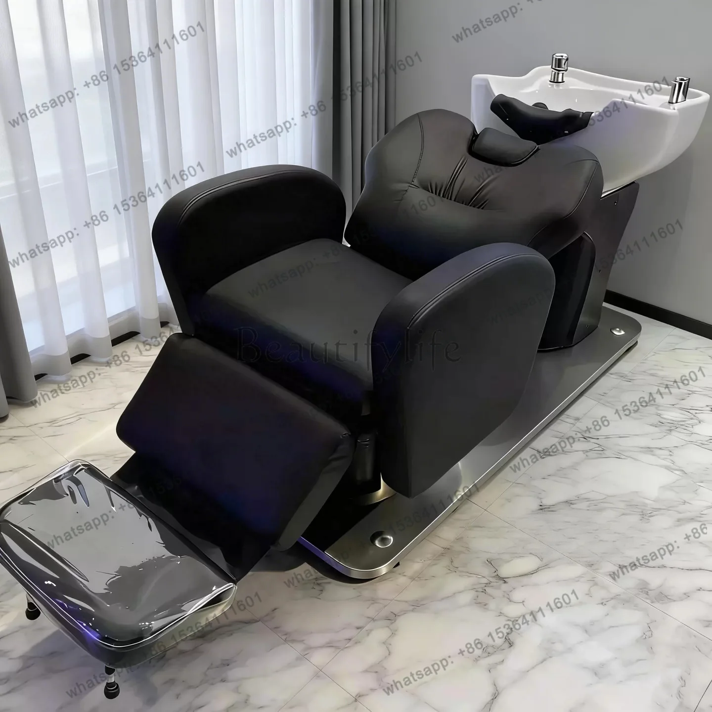 Hair salon flush basin seat special shampoo bed beauty salon multi-function rotating electric reclining dual-purpose bed chair