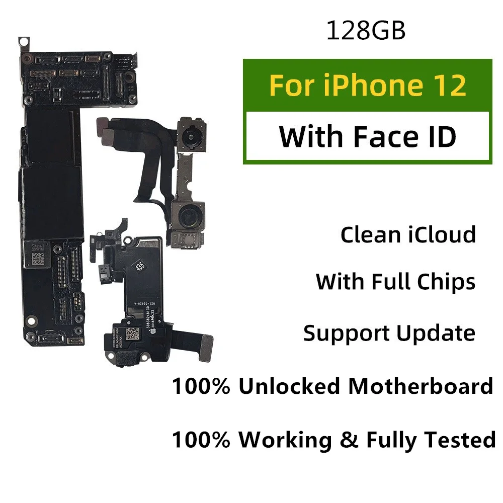 Fully Working For iPhone 12 promax motherboard with face ID clean iCloud For iPhone 12 Logic board unlocked mainboard Full chips