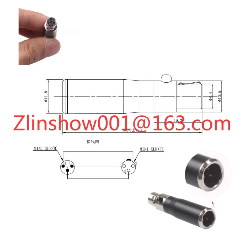 3P mini xlr male to 4p mini xlr female, three-core male to four-core female Canon adapter