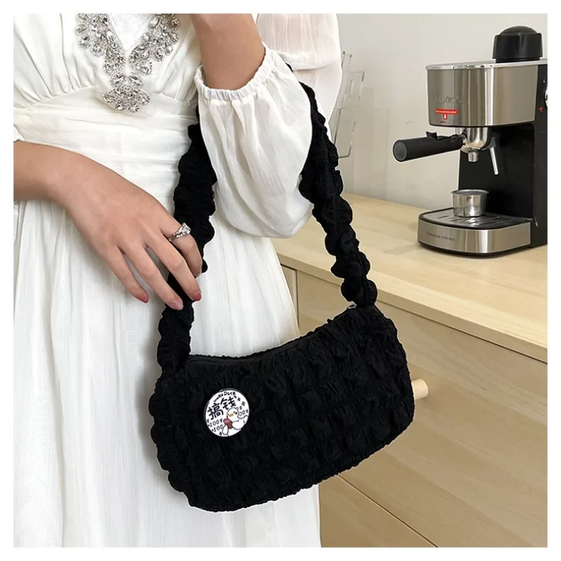 Popular Cloud Bag for Women New Fashion Fold Design Single Shoulder Diagonal Cross Body for Students Portable Underarm Bag