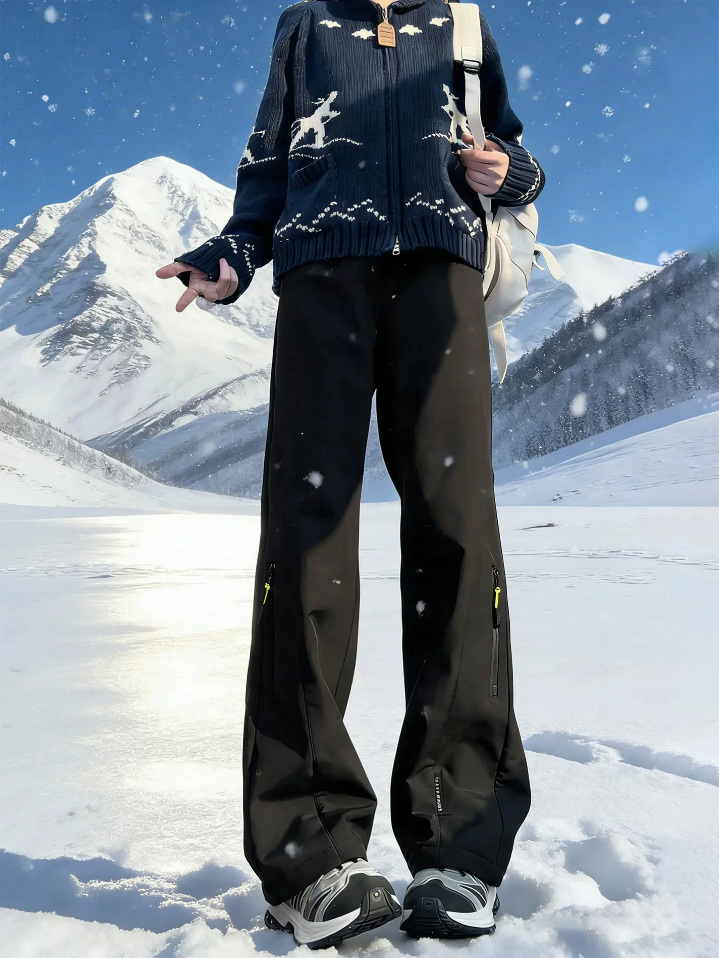 

Thiened Fce Lined Snow Ski Pants Men's Winter Outdoor Warm Soft ell Trousers Windproof Waterproof Casual Straight Leg ...