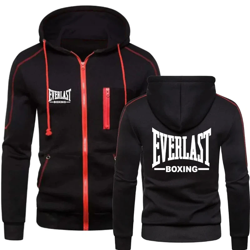 2024 New Fashion Zipper Hoodie EVERLAST Men\'s Sportswear Solid Blazer Men\'s Sportswear Casual Warm Sportswear Set Winter