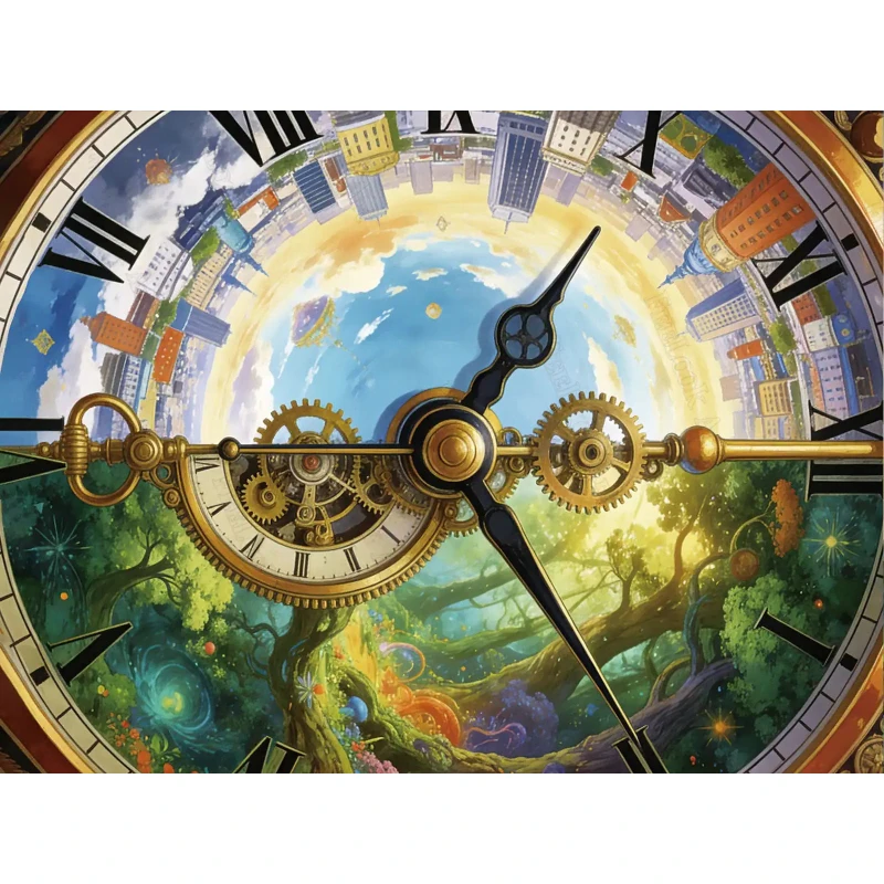 

500 1000 1200 2000pcs Jigsaw Puzzle Clockwork Realms Golden Timepiece Cityscape And Emerald Forest For Adults Home Decor Gift