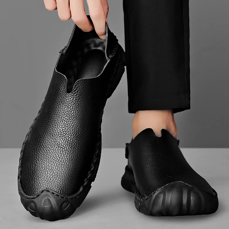 Leather Casual Black Social Shoe Male Round Toe Men's Formal Shoes Slip On Cheap Suit 2026 Trend High Quality Fashion Shoes