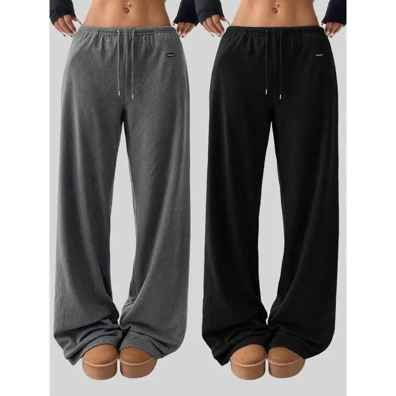 Women's Casual Comfy Drawstring Waist Sweatpants Harlan Style Neutral Fit Other Material 100% Spring Season Fashion