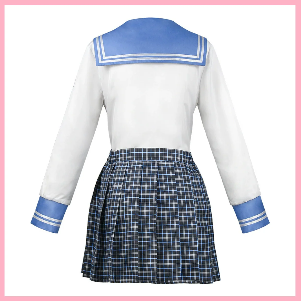 Game Maizono Sayaka Cosplay Costume Japanese JK School Uniform Pink Gingham Sailor Set Wig Adult Woman Sexy Carnival Suit view 5