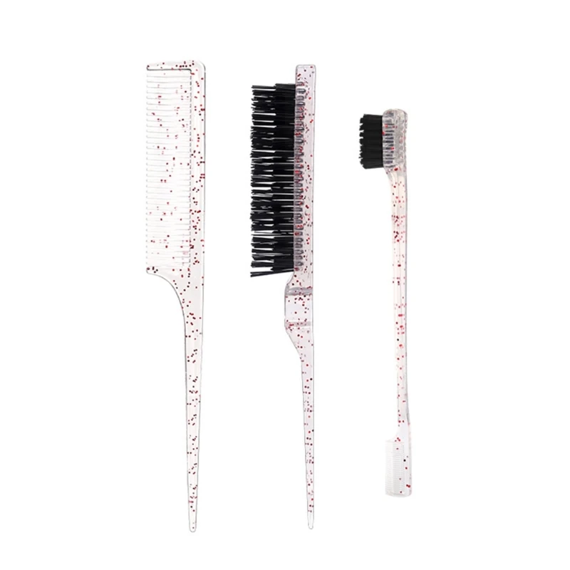 3Pcs Achieve Hairstyles with Flakes Hair Teasing Comb Three Row Bristle Hair Brush Teasing Comb Grooming Combs