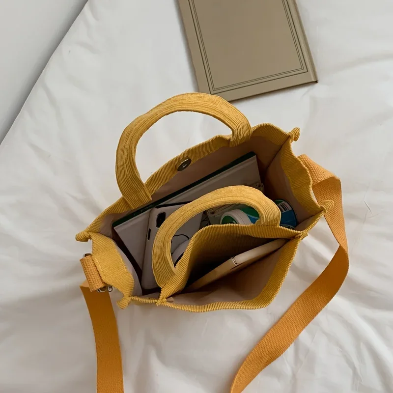 Vintage Corduroy Tote Bag, Retro Crossbody Messenger Bag, Casual Handbag Shoulder Purse for Women Bags Multiple Colors Available