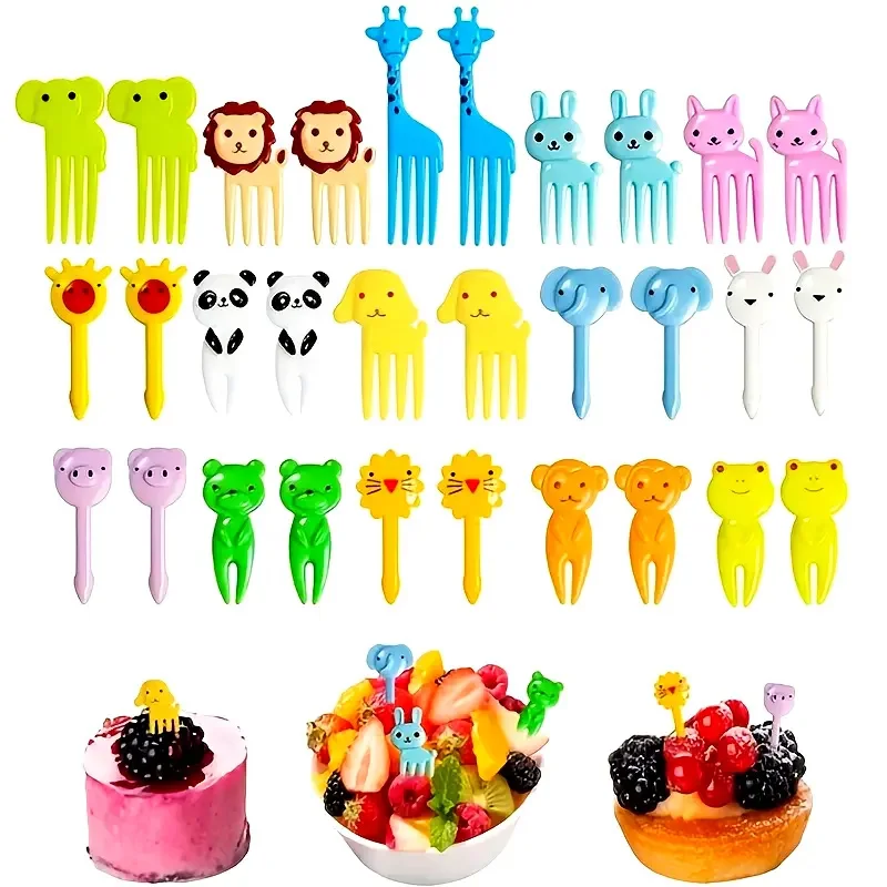 10Pcs/20Pcs Animal Fruit Forks - Random Colors, Abs Plastic Party Decorations, Suitable for Bento Picks, Bento Decoration, Fruit Forks, Dessert Forks, Etc