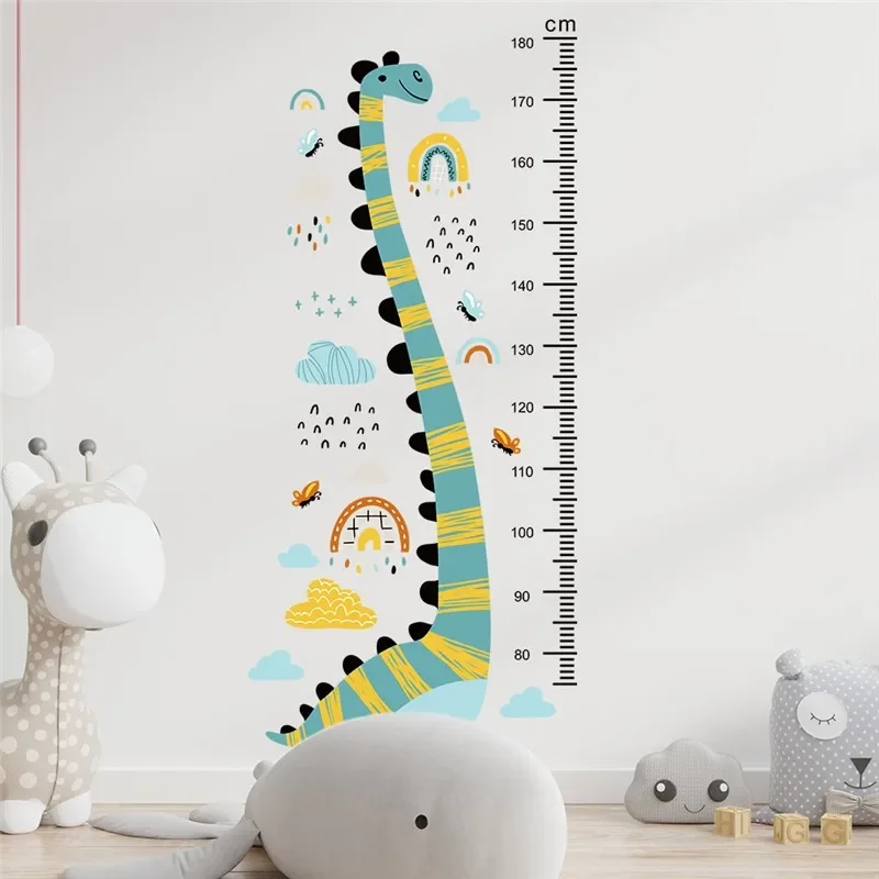 Cartoon Diplodocus Wall Stickers For Measuring Height Kids Room Decoration Dinosaur Animals Mural Art Diy Home Decals Pvc Poster