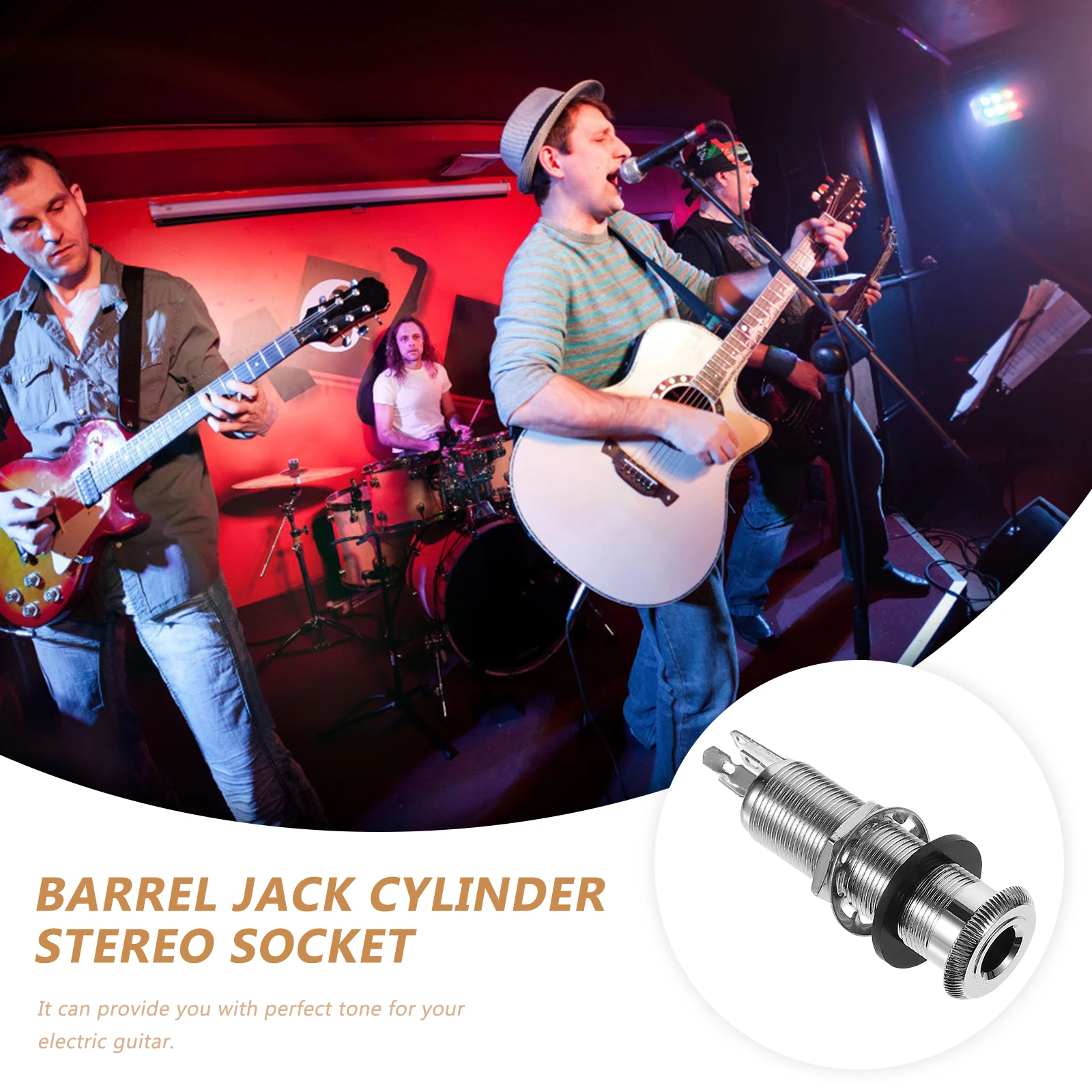 

4 Pin Stereo Socket Plug Guitar Bass Barrel Jack Cylinder Acoustic Input Metal Accessories