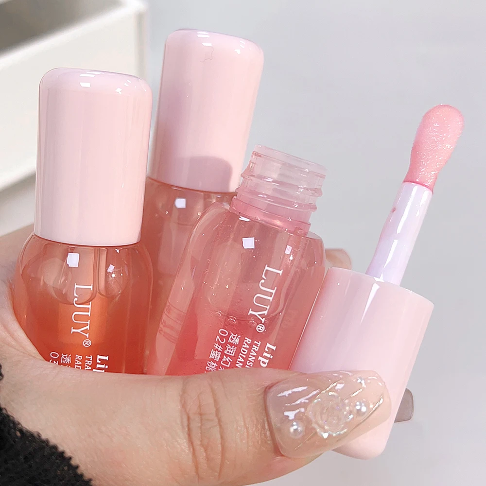 Vochtinbrengende Jelly Lip Olie Make-Up Fruit Glas Lipgloss Kristal Plooiend Heldere Spiegel Lip Voller Serum Vrouwen Lippen Verzorging Cosmetisch