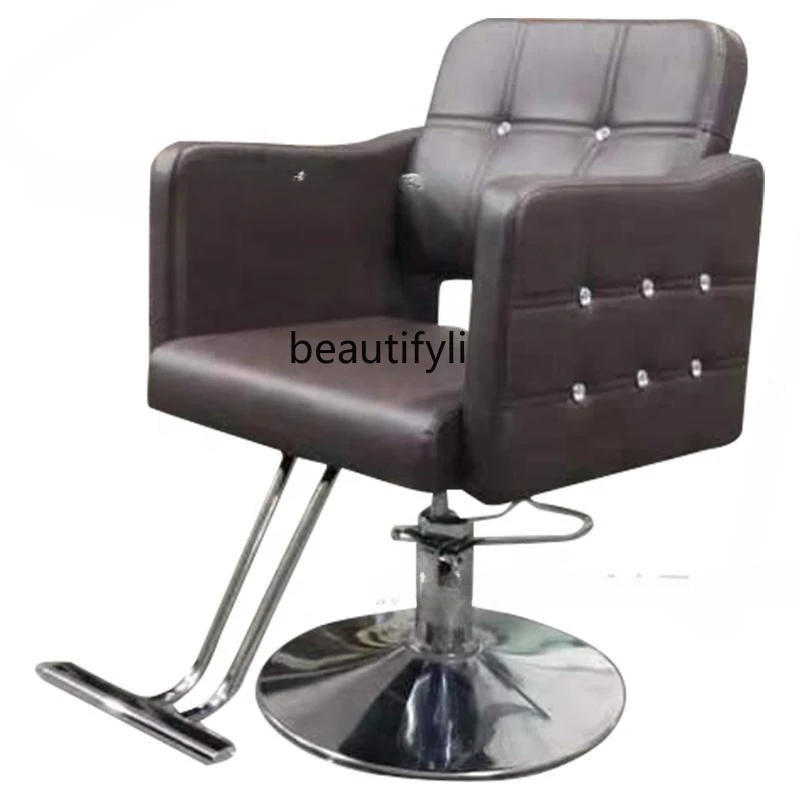 

Barber Shop Chair for Hair Salon Rhinestone Hot Dyeing Lifting Hairdressing Chair Fashion Stylist Hair Cutting Stool