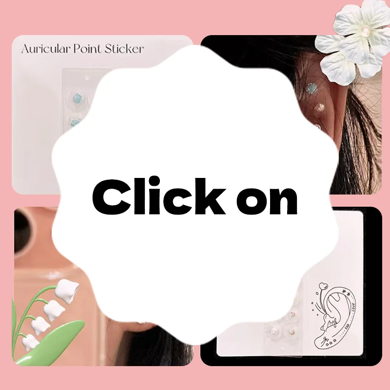 10 رقعة عصرية ملونة على شكل وردة مستديرة من حجر الراين ملصقات نقطة الأذن عصا ضغط الأذن ملصقات أذن للتدليك