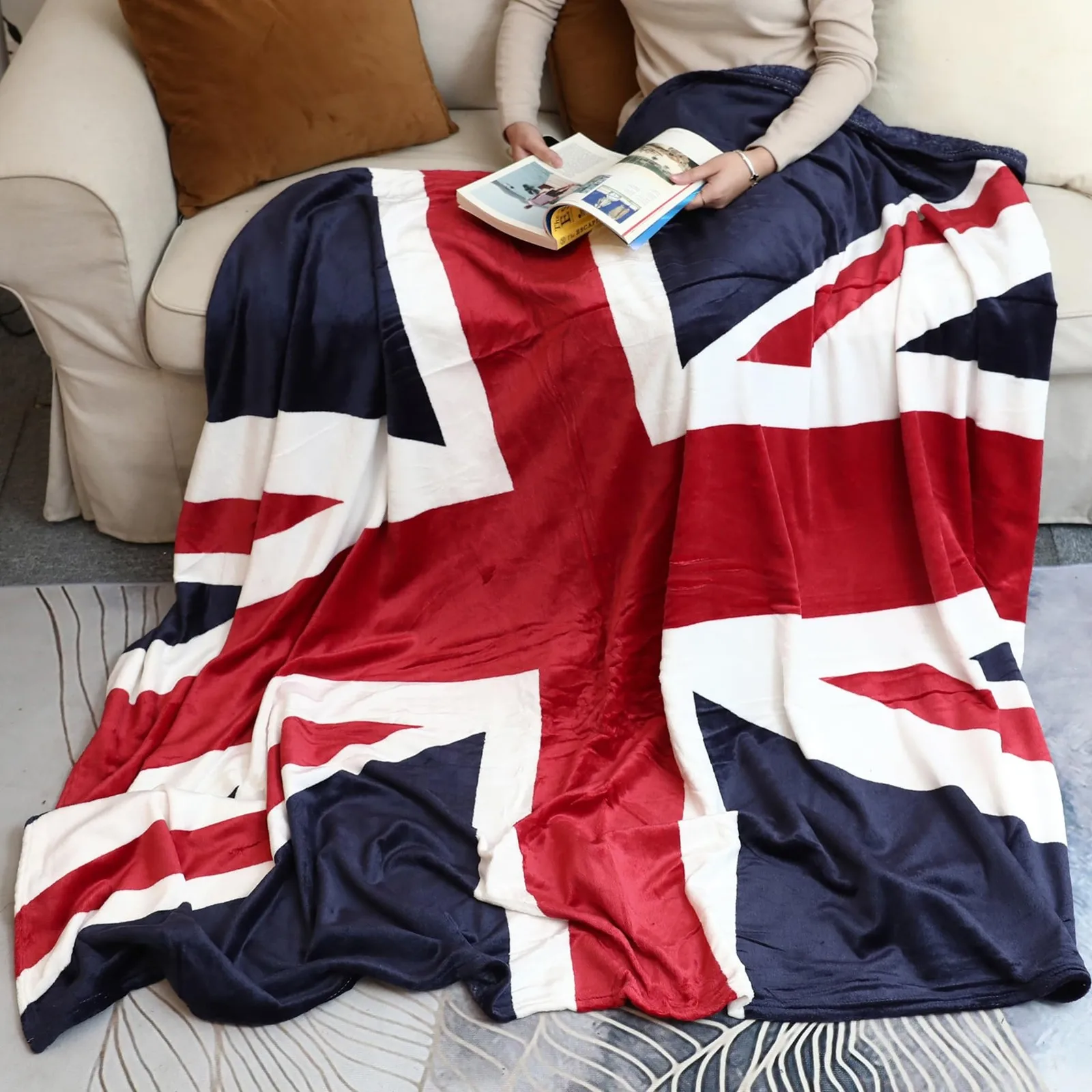 

Super Soft Sherpa Twin Throw Blanket British Flag Design Bed Blanket
