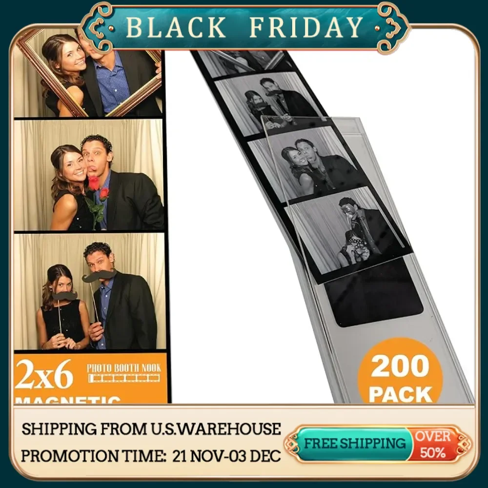 2x6 Magnetic Photo Booth Picture Frame (200 Count) | Crystal Clear Acrylic, Strong Magnet with Silver Inserts | Bulk， UNBEATABLE