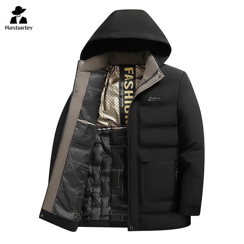 2024 Men\'s Winter Jacket New Business Casual Thickened Graphene Polythermal Parka high quality Down Cotton Padded Hooded Coat