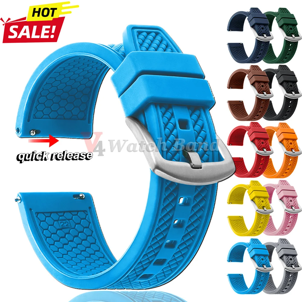 New Plaid Pattern Silicone Strap 20mm 22mm for Omega Rubber Watch Band for Seiko for Rolex Sports Diving Bracelet Quick Release
