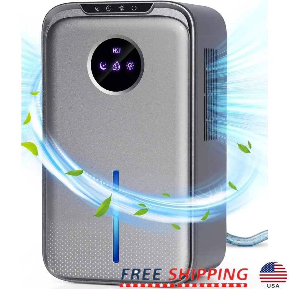 Compact Dehumidifier 95OZ Home Use Quiet Automatic Defrost Drain Hose Indoor Dehumidifier Bathroom Bedroom Efficient Moisture