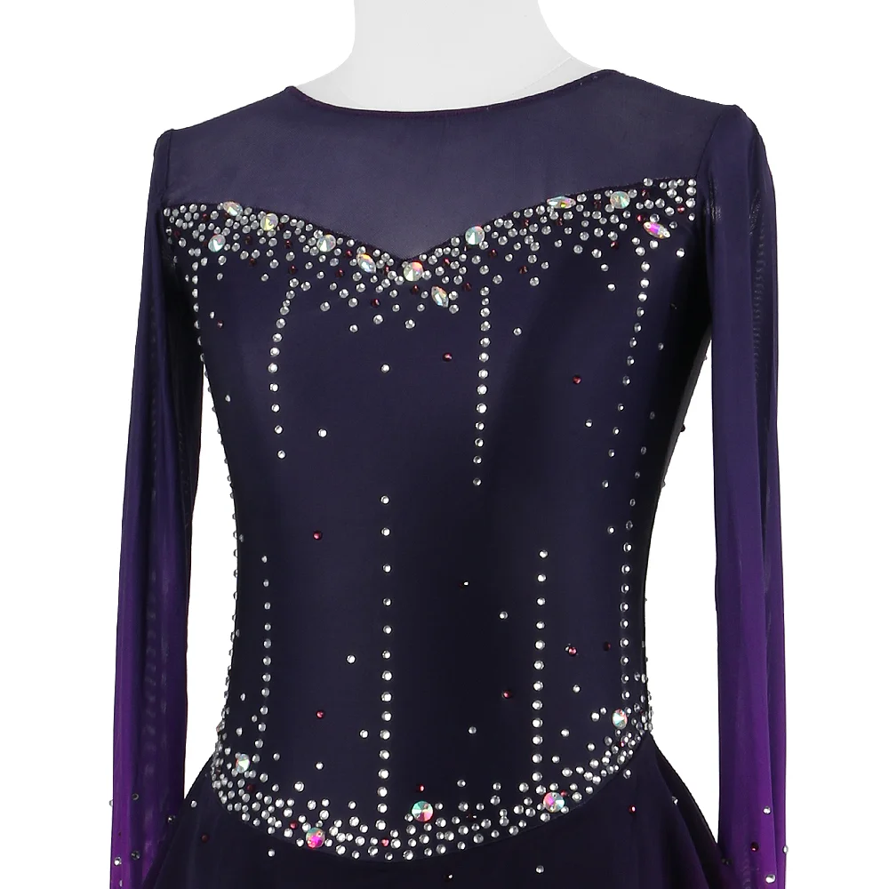 Zagitova vestido de patinaje artístico para mujer y niña, ropa de patinaje sobre hielo sin mangas, púrpura Gradual, sin espalda, diamantes de