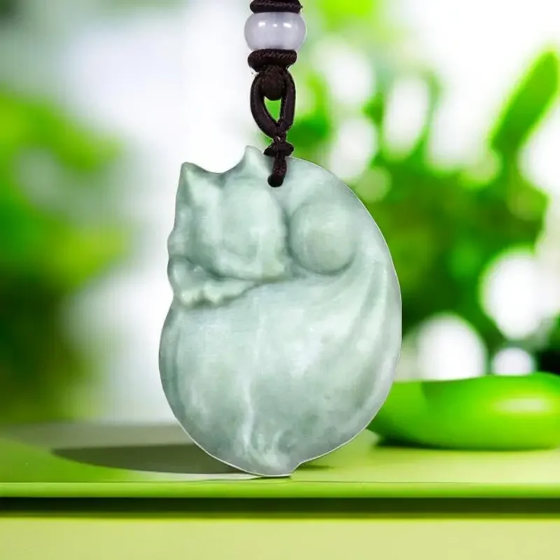 

Green Jade Fox Pendant Gifts for Women Vintage Talismans Gemstone Necklace Gemstones Animal Natural Charm Luxury Carved Jewelry