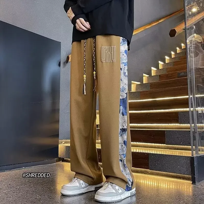 

Chinese Style Pants Men's Spring New Baggy Oversized Men's Pants Casual Wide Leg Straight Leg Joggers Pants Y2k Men Clothing